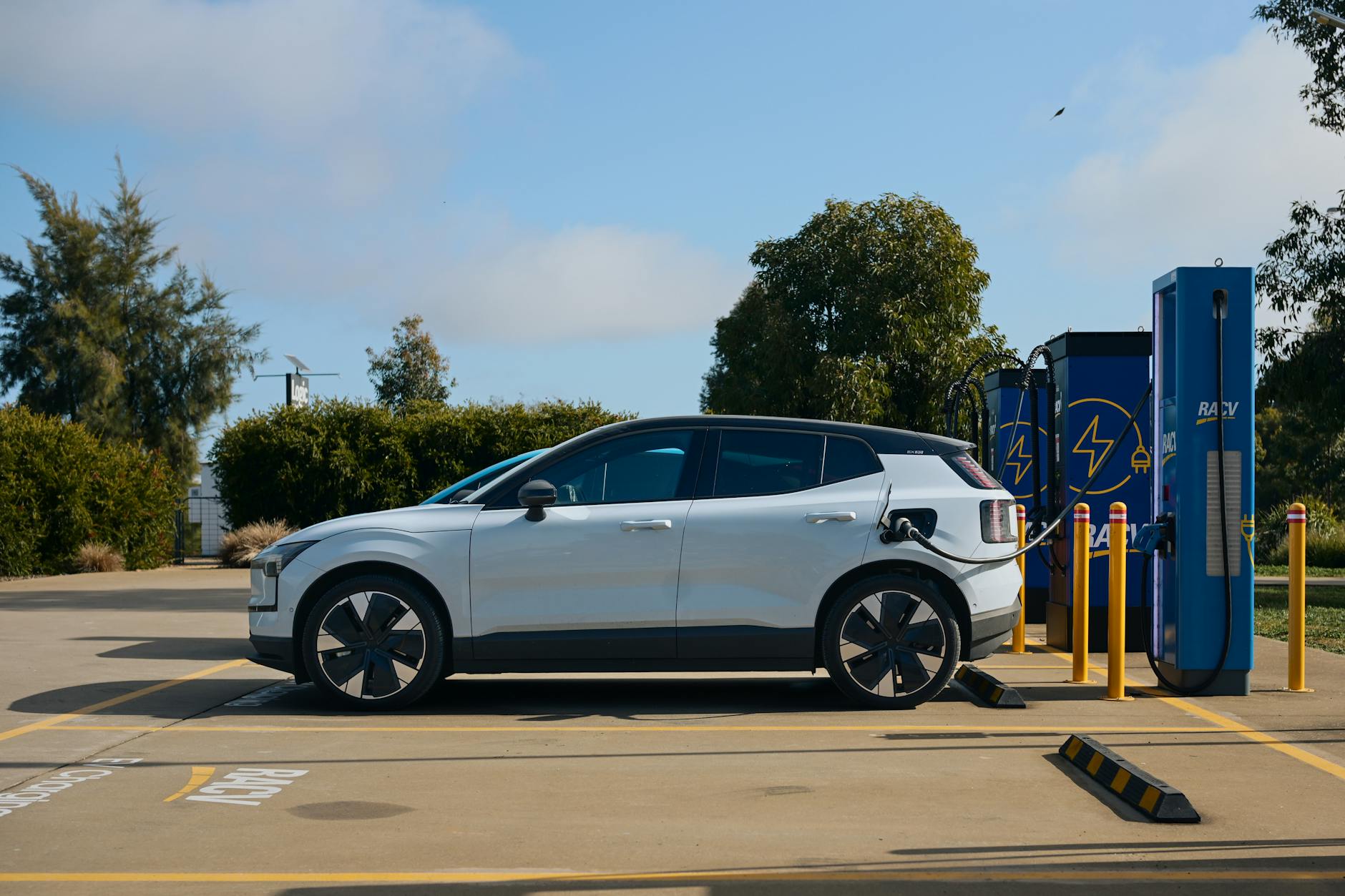Electric vehicle charging at a station in Barnawartha, VIC, Australia