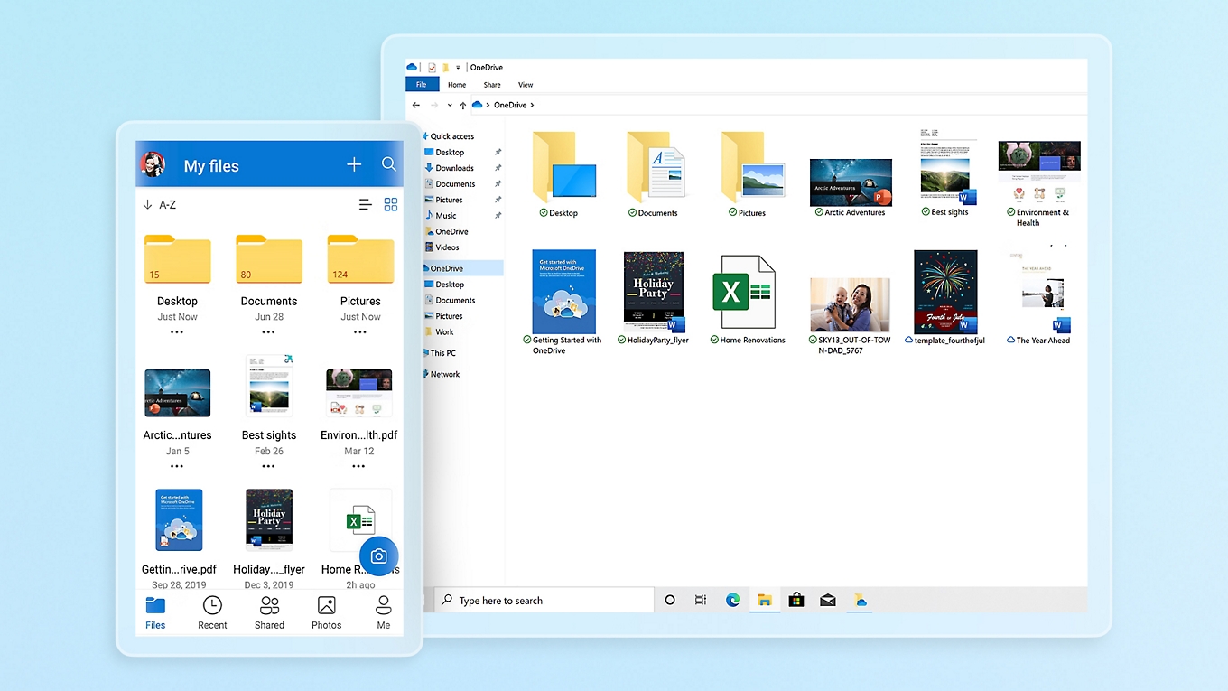 Microsoft OneDrive cloud backup interface on a laptop screen