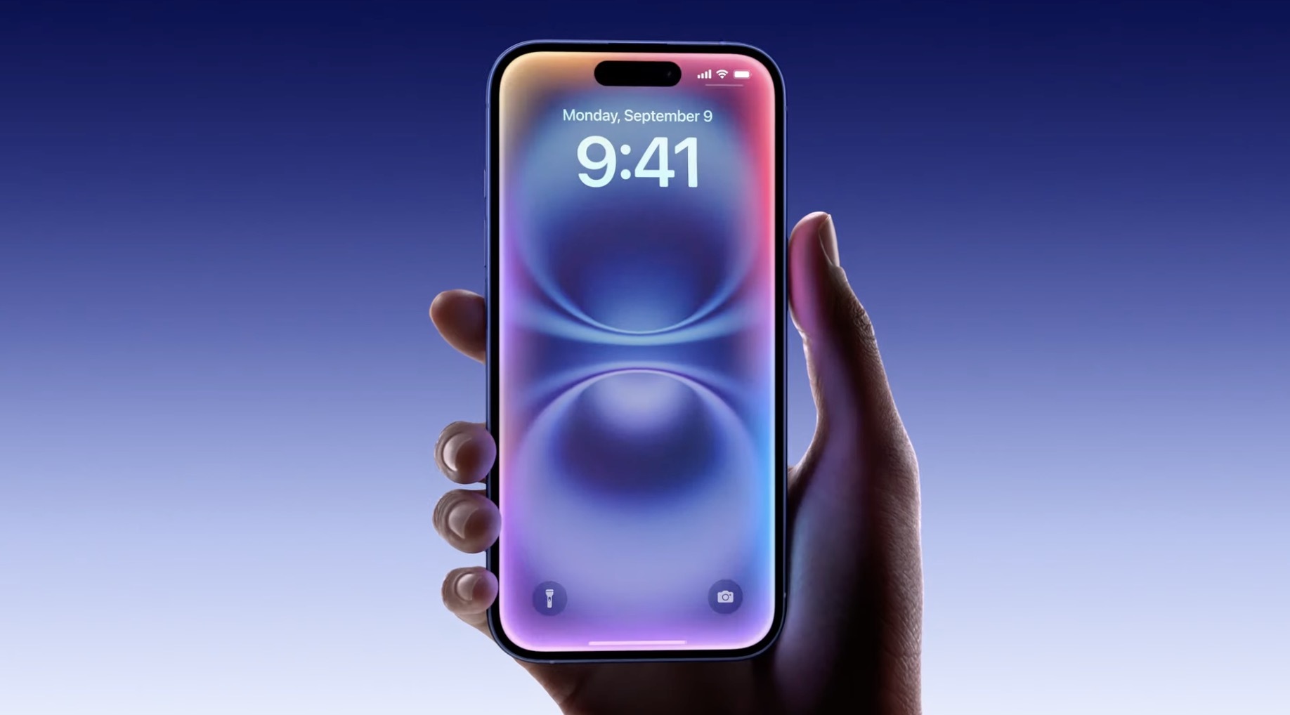 iPhone 16 with Apple Intelligence features on display