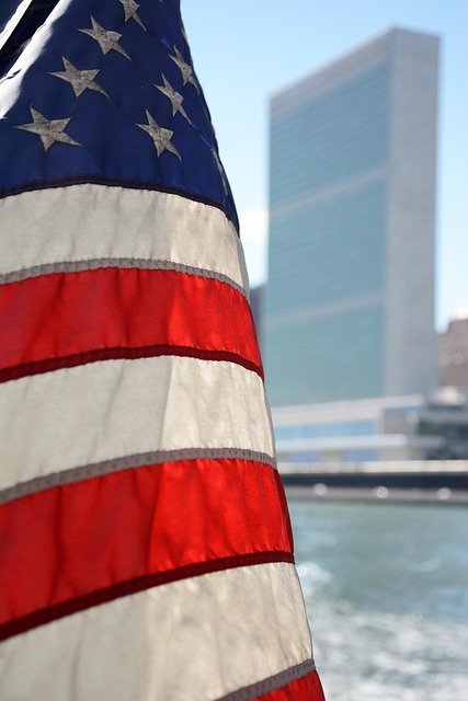 United Nations flags representing US-China diplomacy and international relations