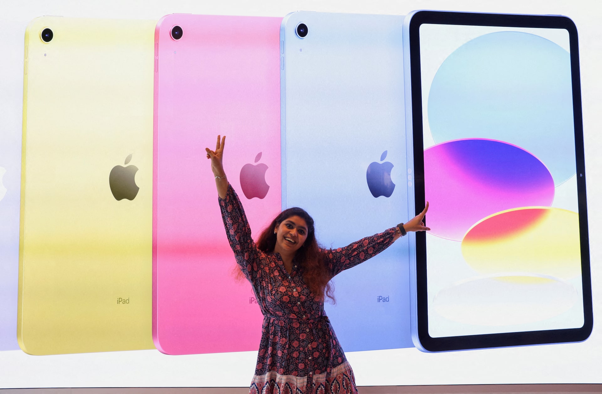 A customer inside Apple's first retail store in Mumbai, India.
