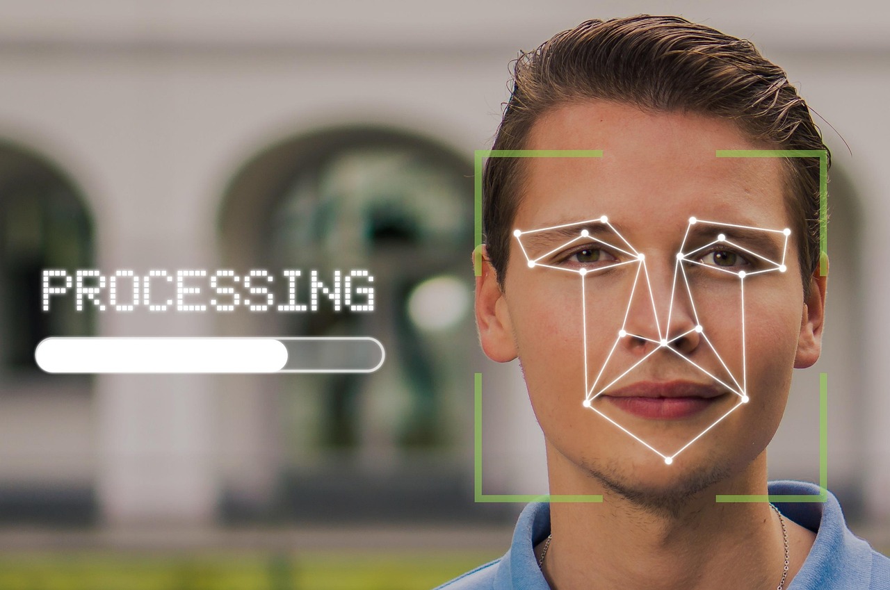 Face-recognition scan graphic illustrating Meta smart-glasses privacy concerns