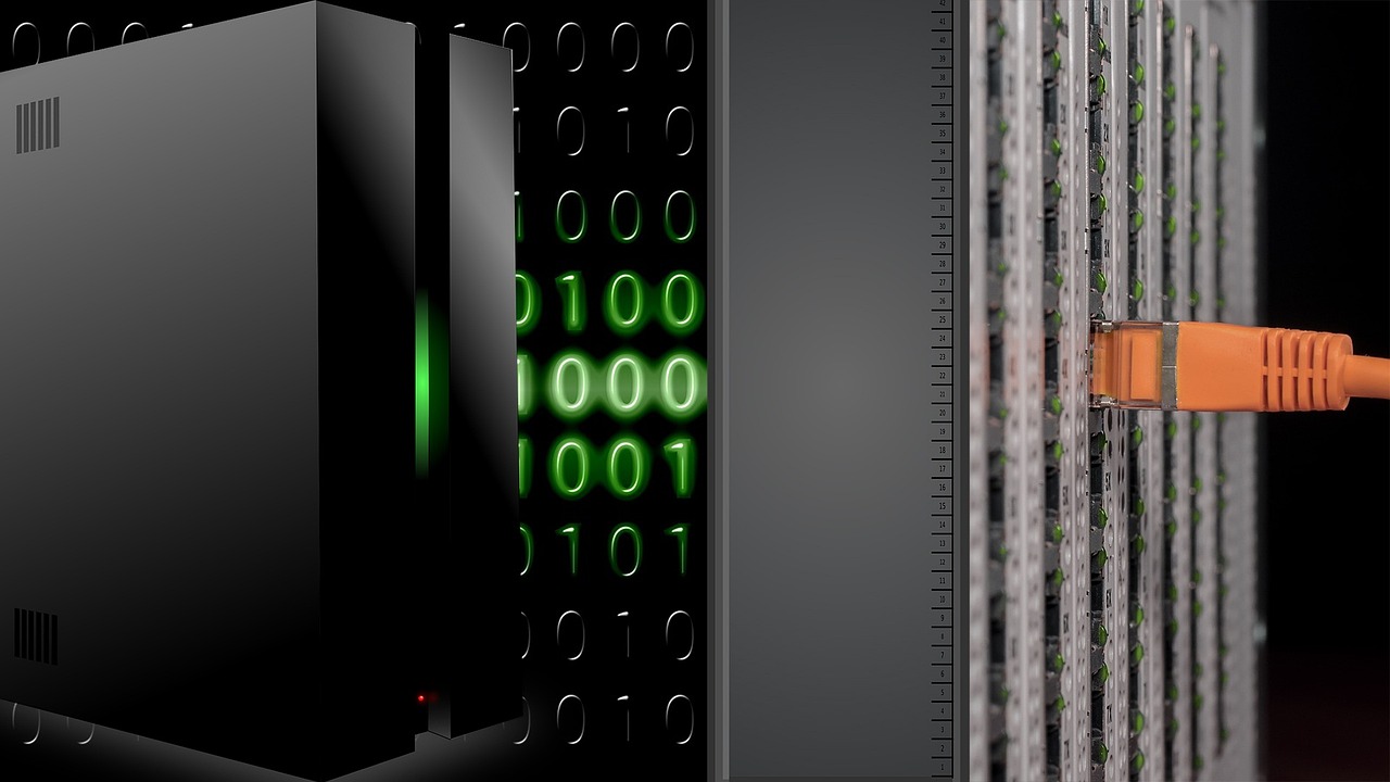 Server racks representing restricted AI systems used in cyber operations