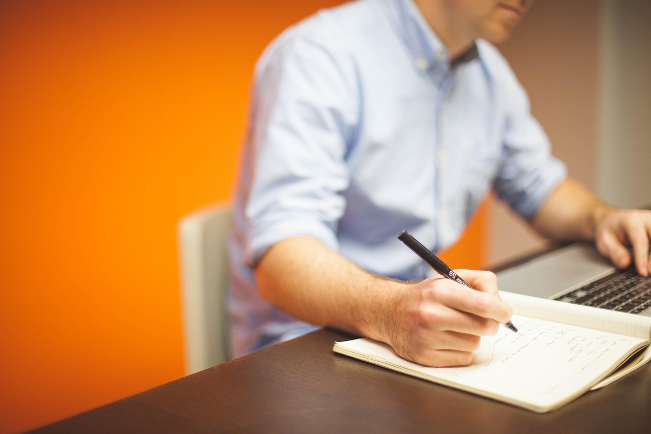 Businessman working at a desk in a modern office