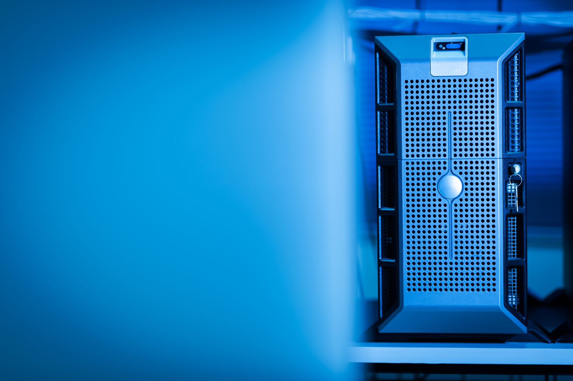 Server racks in a blue-lit data centre, illustrating enterprise AI infrastructure